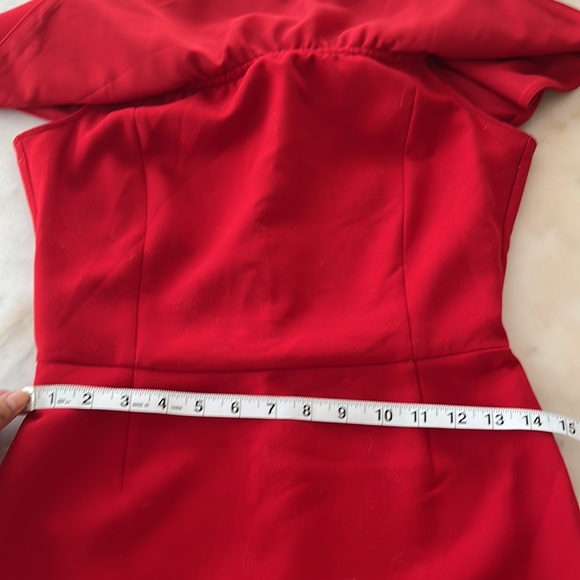 ZARA shoulder off red midi red dress size medium - Picture 10 of 11